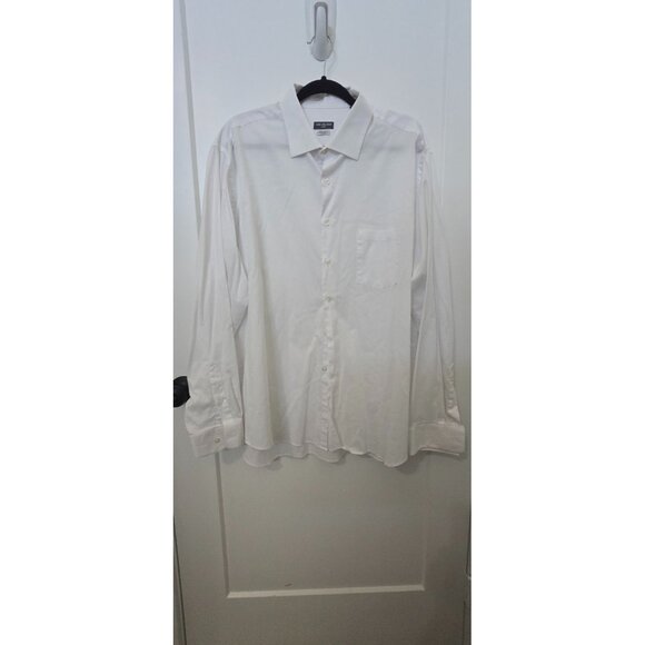 Van Heusen Flex White Long-Sleeve Button-Up Shirt Regular Fit Stretch Fabric Siz - Picture 1 of 3